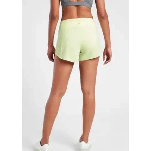 Athleta Run With It 3.5 Inch Short Neon Yellow Featherweight Stretch Size L - Picture 1 of 7